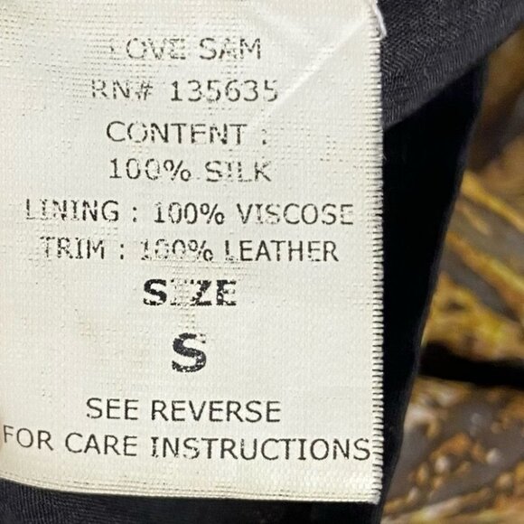 Anthropologie Love Sam Leather Silk Animal Print Peasant Boho Blouse Top Small S - Picture 10 of 12